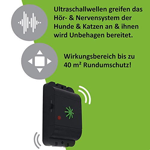 ISOTRONIC mobiler Hundeschreck Katzenschreck mit Ultraschall für Scheune, Garten, Auto und Garage, besonders hohe Töne, Wechselfrequenz gegen Gewöhnungseffekt (1)
