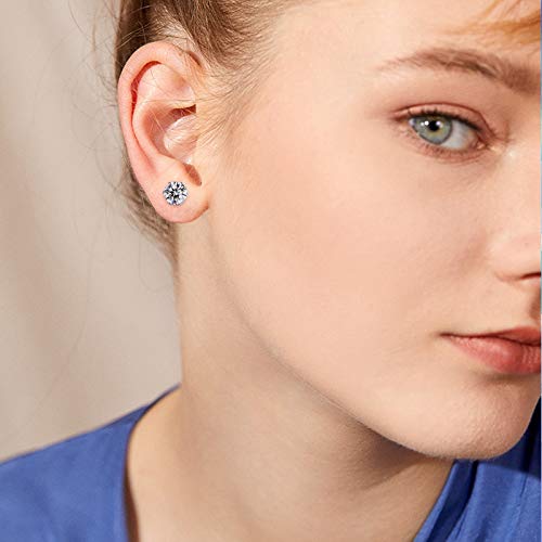 Tiyamila 6 Pairs Stud Earrings For Women, Hypoallergenic Stainless Steel Earring, Multi-Piercing Earrings For Girls, Men, Cubic Zirconia Stud Earrings 3-8Mm Steel Color #TOP3