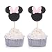 Pack of 24 Pink and Black Minie Mouse Inspired Cupcake Toppers for Baby Shower Girl's Birthday Party Decorations