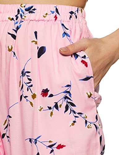 Image of Longies Women's Rayon Pyjama Night Suit Regular Capri Set ((LGRCSSY002 Lialic Small) S)