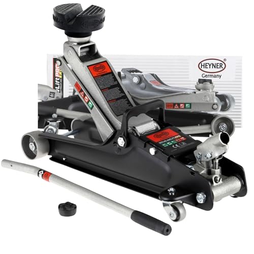 HEYNER Cric idraulico a carrello per auto, basso profilo piatto, 2,25 tonnellate, attrezzo di sollevamento con cuscinetto protettivo extra H347020/650