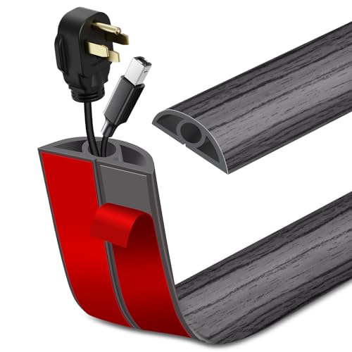 Floor Cord Cover Self Adhesive Cord Hider Floor Extension Cord Covers for Floor Power Cord Protector Cable Management Prevent Cable Trips Cable Cavity 0.32" W x 0.32" H (Deep Grey Wood, 20Ft) by LSGCQ - Used condition - US$17.43