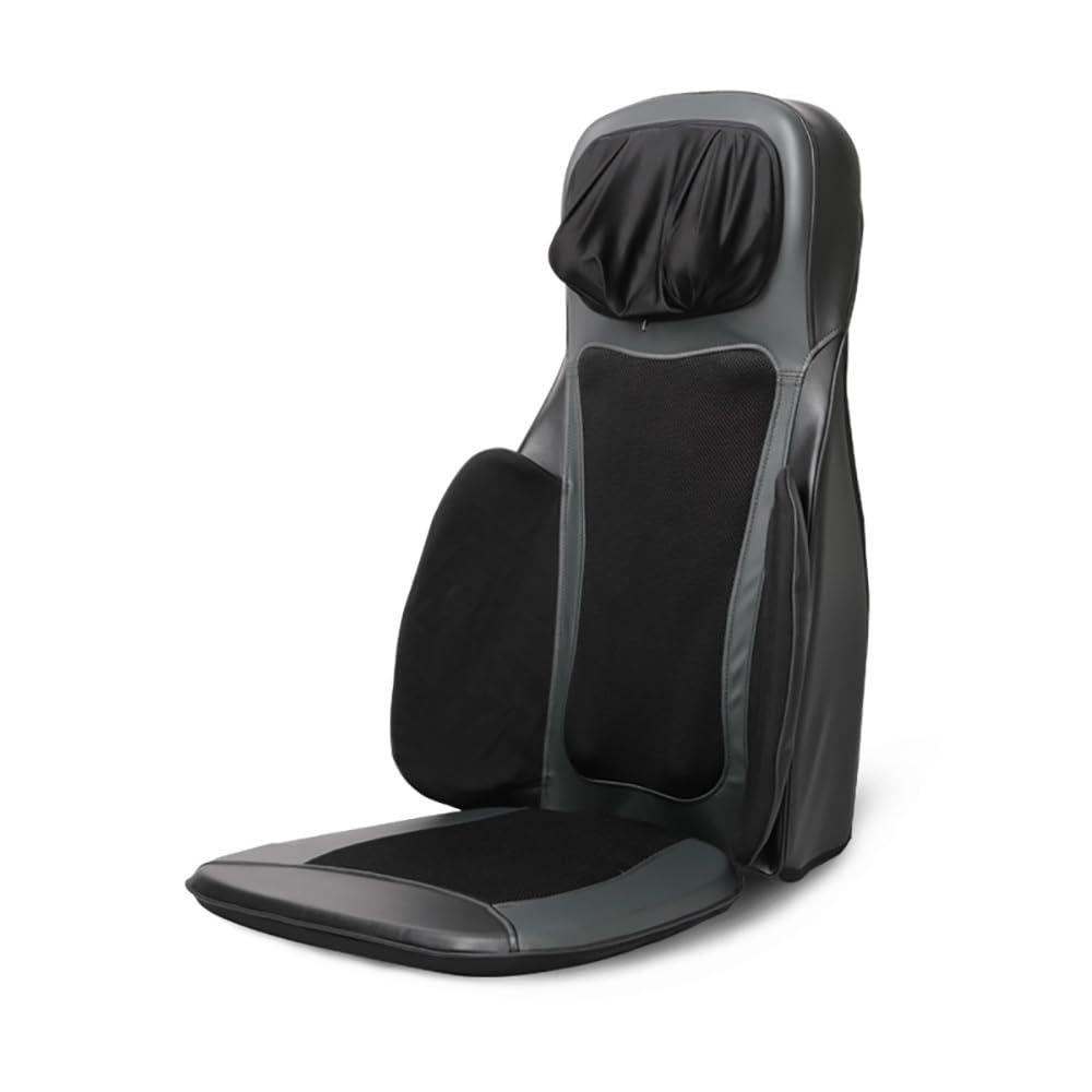 Cojín de masaje Shiatsu para asiento de masaje para espalda y cuello, 70 W, 3 tipos de masaje de espalda, cuello y espalda, función de calor de espalda, altura ajustable (negro)