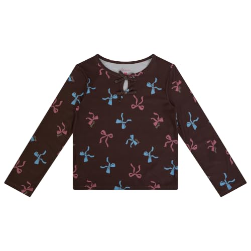 Image of Girls Long Sleeve Fall Graphic Tops, School Sports Tees, 4 Pack Multiple Pattern Tshirts