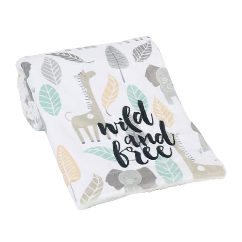 Image of Lambs & Ivy Jungle Friends Elephant /Giraffe Safari Soft Fleece Baby Blanket