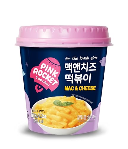 Topokki Bolinho de Arroz Coreano Instantâneo sabor Macarrão com Queijo Pink Rocket Copo - 120 gramas