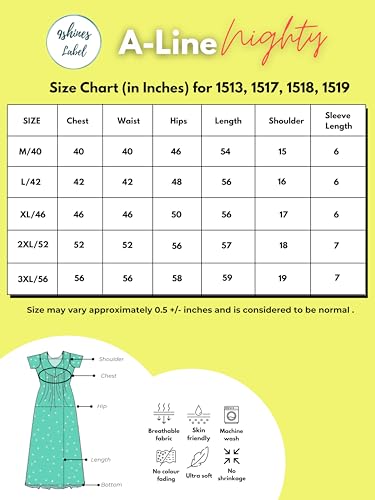 Image of 9shines Label Stylish Pure Cotton Nighty Maxi for Women | Embroidery Neckline Nightgown | A-Line Nightdress with Pocket | Floral Night Gown| Soft Comfortable Cotton Sleepwear (Cotton Yoke)