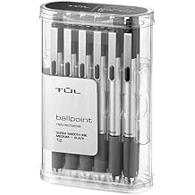 TUL BP3 Retractable Ballpoint Pens, Medium Point, 1.0 mm, Silver Barrel, Black Ink, Pack Of 12 Pens