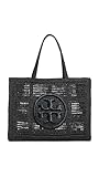 Tory Burch Women's Ella Hand Crocheted Large Tote, Black, One Size