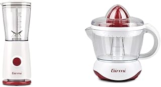 Girmi FR03 Electric Blender, 170W, 4 Stainless Steel Blades, 500 ml, White & SR02 Electric Juicer, 25 W, Capacity 700cc, D…