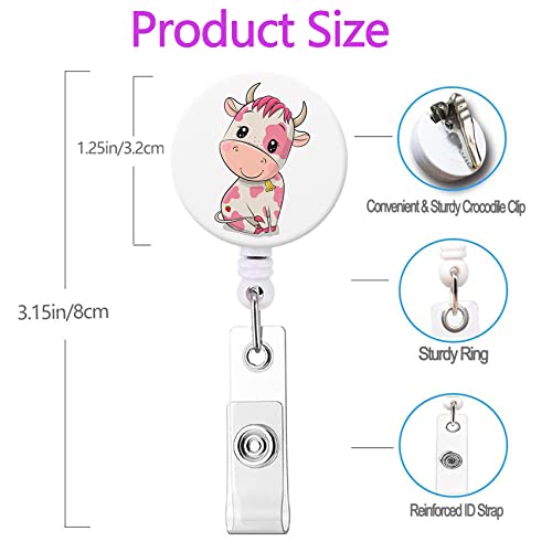 Aunyn Badge Holder Retractable Name Badge Holder Badge Reel With Alligator Id Clip (Cute Little Cows) #TOP2