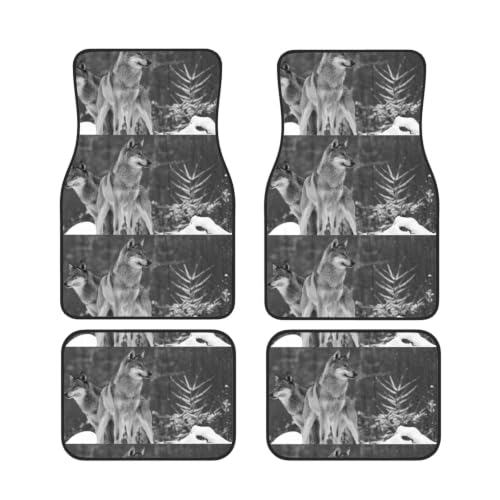 Alfombrillas de coche de lobo salvaje juego de 4 piezas de neopreno antideslizante