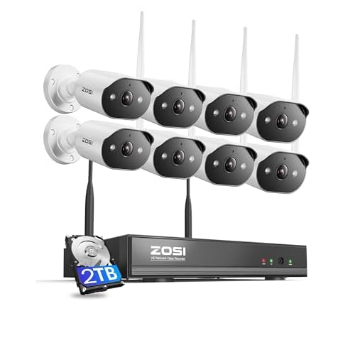 ZOSI 8CH 2K WiFi Home Security Camera System with 2TB HDD,8X 3MP Indoor Outdoor WiFi Cameras,Color Night Vision,Two-Way Audio,Light & Siren Alarm,2K H.265+ 8CH NVR Recorder for 24/7 Recordin