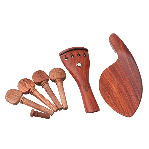 Lyws Set Rosewood Violin Parts 4/4 Fittings Chinrest/Pegs/Tailpiece/Tuners/Endpin/Tail Gut/Clamp #TOP2