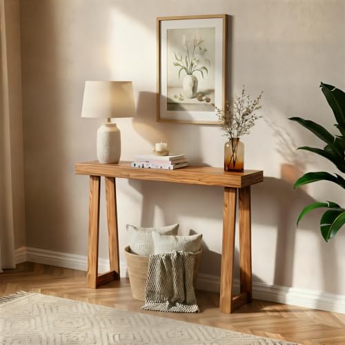Plank+Beam Solid Wood Console Table, 36 Inch, Sofa Table, Narrow Entryway Table for Hallway, Behind The Couch, Living Room, Foyer, Easy Assembly, Pecan