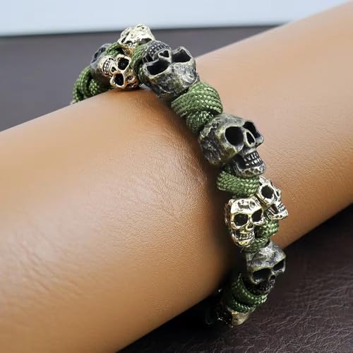 The Skull Army Paracord Bracelet, Men's Vintage Skeleton Paracord Woven Bracelet Gothic Skeleton Adjustable Braided Handstring4