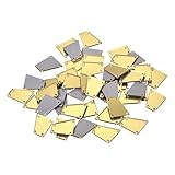 MECCANIXITY 50pcs Sew on Acrylic Irregular Mirror Piece Flat Back DIY Mirrored Rhinestones Mirror Beads for Evening Dresses Cloth Garment Gold 19x17mm