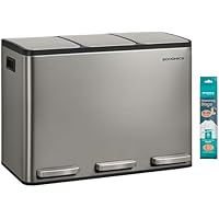 SONGMICS Cubo de Basura de Cocina de 3 x 15 L, con 3