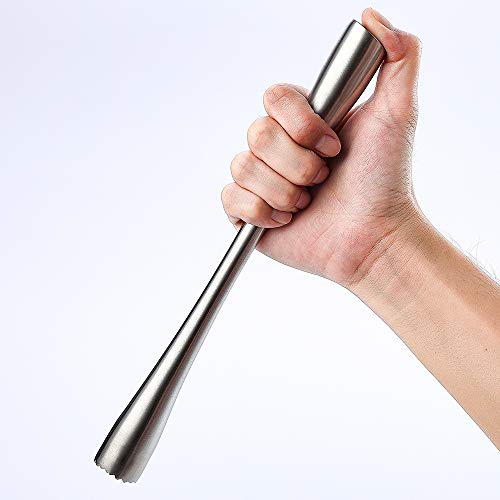 Jxs 10" 255Mm Stainless Steel Sturdy Cocktail Muddler, Professional Well Made Dishwasher Safe Muddler Bar Tool #TOP4