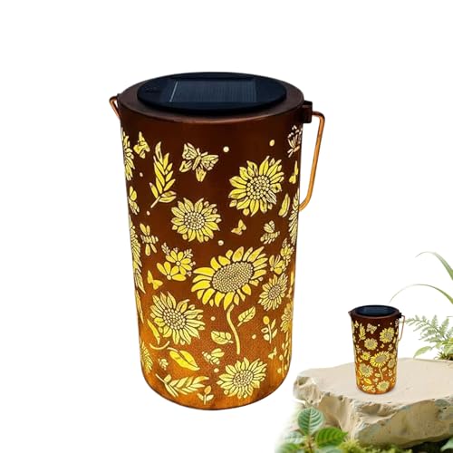 Sunflower Solar Lanterns Garden   Led Garden Lighting, Weatherproof Outdoor Lights with Solar Power, Yard Backyard Porch Illumination, Metal Flowers Lamp, Walkway Garage Lighting for Home Outdoors