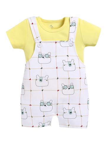 BabyGo Baby Half Sleeve Dungarees 100% Cotton DUNGAREES for New Born Baby Boys|Daily Suits for Baby Boys | 12X18M|GREEN|Onesies| Infant Clothes | Pack of 1