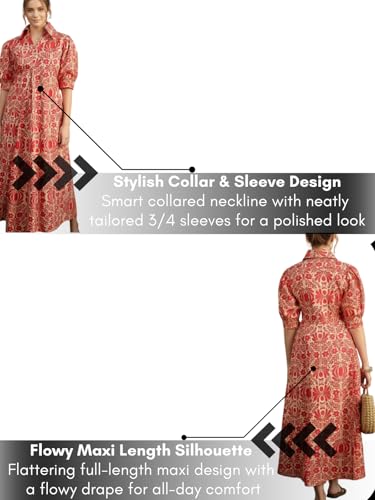 Image of Leriya Fashion Dress for Woman Rayon Printed Maxi Dress | V Neck Half Sleeve Flared Casual & Party Look Long Dress