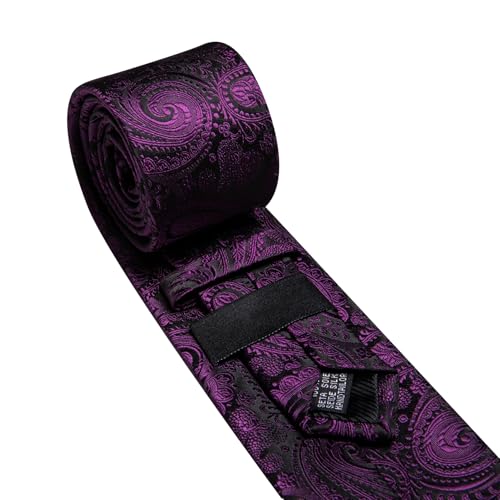 Image of YOHOWA Mens Ties Set Wedding Paisley Neckties with Handkerchief Cufflinks Formal Business