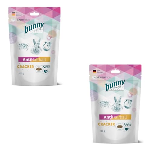 Bunny Antihairball Cracker | Confezione doppia | 2 x 100 g | Mangime complementare per conigli nani, porcellini d'India e cincillà | Supporto per l'escrezione dei capelli ingoiati