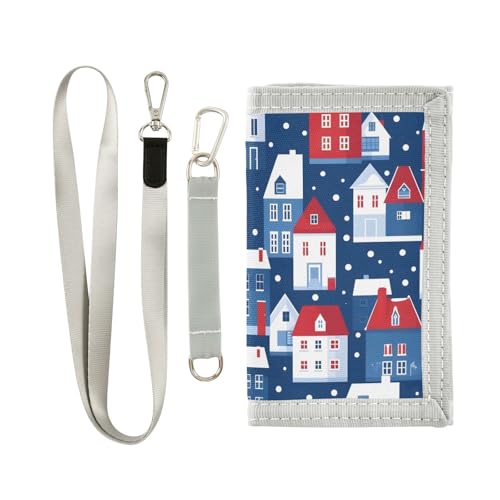 ALAZA Kids Wallets for Boys Girls Toddler Trifold Wallet Children Small Town Houses Streets with Zipper Coin Pocket