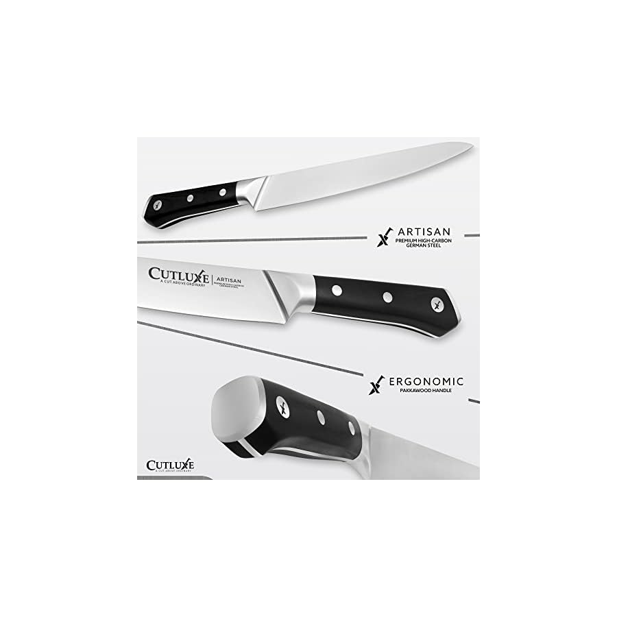 CUTLUXE-Meat-Carving-Knife--9-Turkey-Carving-Knife--Razor-Sharp-Full-Tang--High-Carbon-German-Steel--Ergonomic-Handle-Design--Artisan-Series Cutluxe Turkey Carving Knife – 9" Carving Knife for Meat – Razor Sharp & Full Tang – High Carbon German Steel – Ergonomic Handle Design – Artisan Series