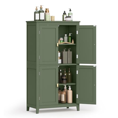 VASAGLE Floor Storage Cabinet, Freestanding Storage Unit with 4 Doors, Adjustable Shelves, 11.8 x...
