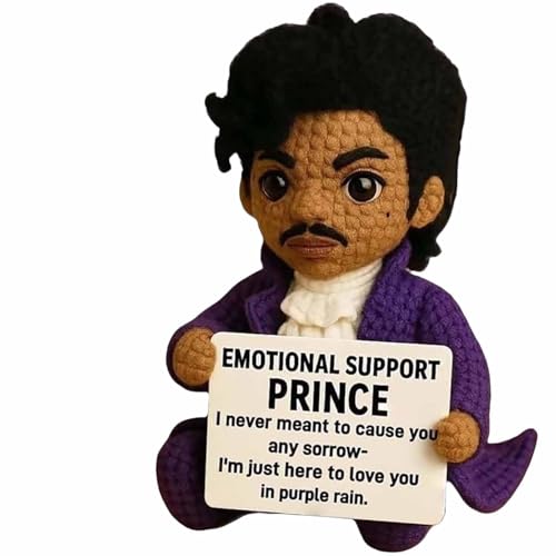 Hand-Crocheted Musical Icon Figurine - Commemorative Emotional Support Keepsake for Adults, Prince Inspired Handmade Home Decor Ornament, Unique Desktop Gift for Fans & Music Lovers (Style B)