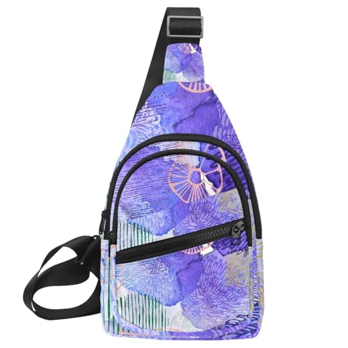Sac à bandoulière floral violet pour homme sac de poitrine étanche