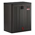Suncast Commercial Heavy-Duty 9 Cubic Ft. Resin Storage Cabinet with Lockable Handles, Adjustable Metal-Reinforced Shelves for Garage or Workspace, Black
