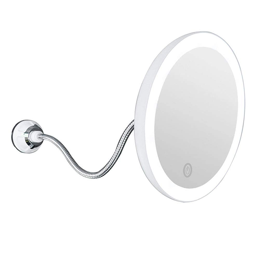 Espejos de Baño Espejo de Maquillaje con Aumento para baño, Espejo de tocador con luz LED y Ventosa Fuerte para Viajes y hogar
