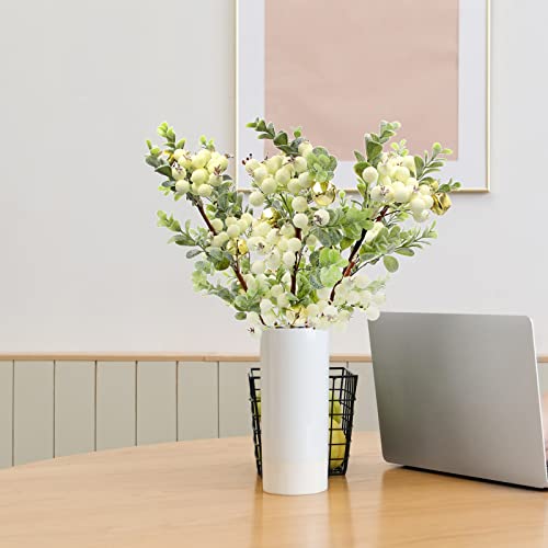 Hananona 6 Pcs Artificial Christmas Holly, 15.5" Christmas Flower For Holiday Decoration, Mistletoe Berry With Jingle Bells For Flower Arrangement (6, Ivory) #TOP3