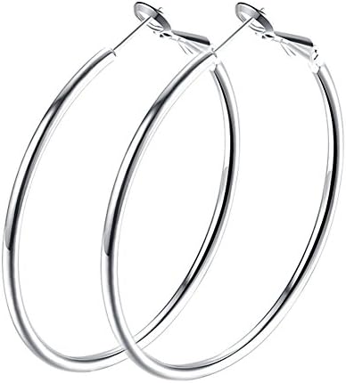 Rose Gold Hoop Earrings for Women, Fashion Round Lightweight Hoops Earrings Gift White Gold Rose Gold Plated 40mm - 50mm - 60mm