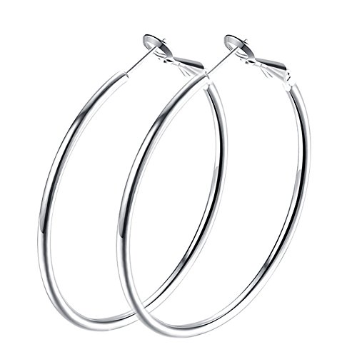 Rose Gold Hoop Earrings for Women, Fashion Round Lightweight Hoops Earrings Gift White Gold Rose Gold Plated 40mm - 50mm - 60mm