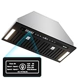BRANO Range Hood Insert 30 Inch, 900 CFM Voice/Gesture/Touch Control Build-in Kitchen Hood Vent with 4 Speed Exhaust Fan, Memory Mode, Adjustable Lights, Ducted/Ductless Convertible, Black