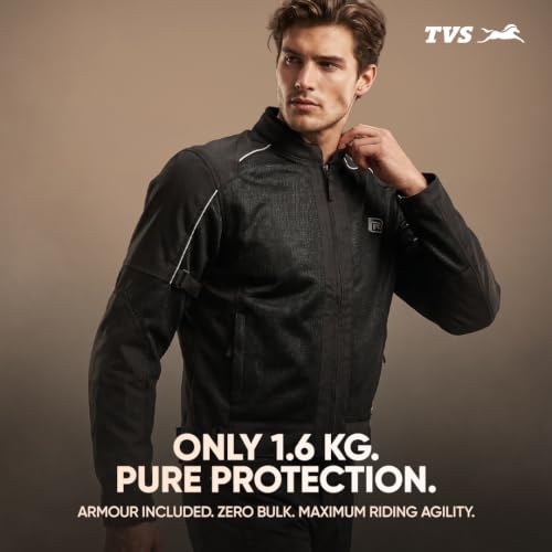 Image of TVS Ronin Edition Mesh Riding Jacket for Men | CE Level 2 Lightweight Back, Shoulder & Elbow Armours, 600D Protection, Lightweight Summer Motorcycle Jacket for Touring, City Riding