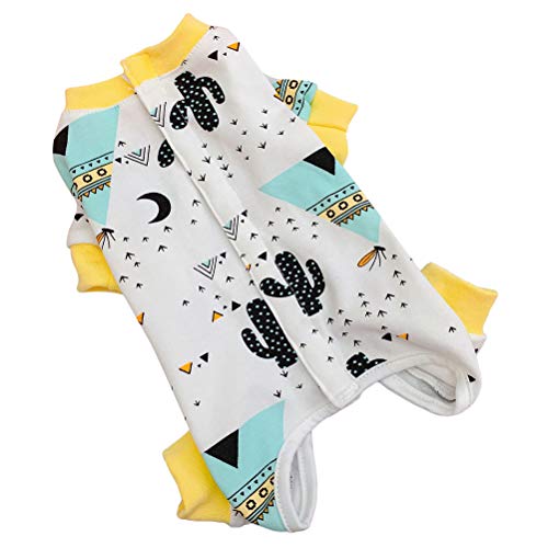 Traje de recuperación de mascotas con patrón de cactus traje protector de heridas para mascotas para