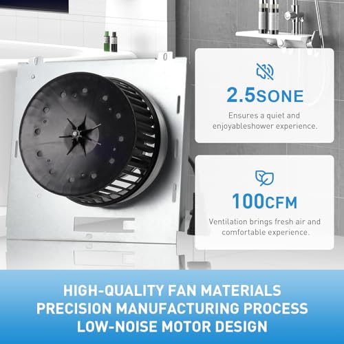 【Upgrade】 100CFM Fan Compatible with NuTone 8814R,8664RP B,8663RP B,8814 8663 8673,671RB,2.5 Sone Ultra Low Sound Fan,Compatible with Nutone 8814, 671,672RB,Compatible for Broan 750,751,752, 9"x9" - Image 2