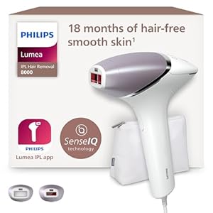 Philips Lumea 8000 Series, IPL Hair Removal Device, Laser Hair Removal Alternative, SenseIQ Technology, 2 Attachments for Body and Face, Model BRI944/00