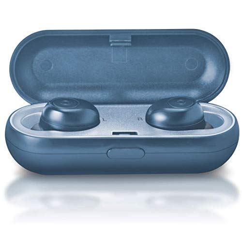 Image of iBall EarWear TW10 in-Ear Bluetooth Wireless Headphones with Protective Charging Case - Steel Blue
