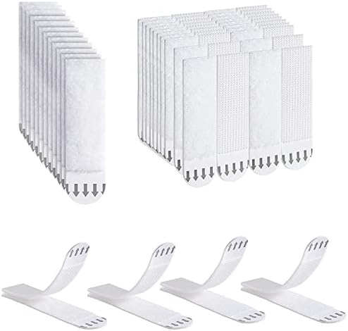 Ainiv 32-Pairs(64 Strips) Adhesive Picture Hanging Strips, Middle 69mmx19mm Double Side Hook Loop Mounting Tapes,Strength Sticky Pads, Damage Free Removable Wall Fastener Tape for Glasses, Metal