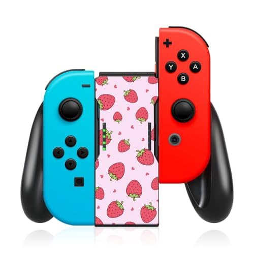 Lotadilo Joy-Con Grip for Nintendo Switch/Switch Oled – JoyCon Comfort Hand Grips Controller for Women Girls Teen Boys Cute Cartoon Design, Strawberry
