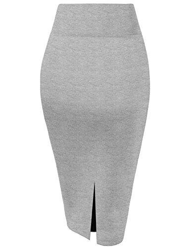 Womens Premium Nylon Ponte Stretch Office Pencil Skirt Made Below Knee Ksk45002 1073T Heather Gr S #TOP1