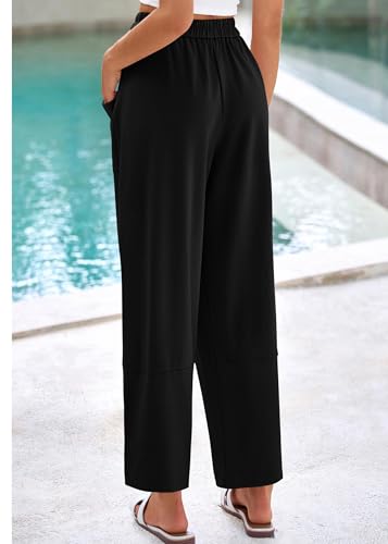 KIRUNDO Wide Leg Pants Woman Elastic Waist 2025 Spring Summer Casual Baggy Stretchy Comfy Harem Lounge Pants with Pockets2