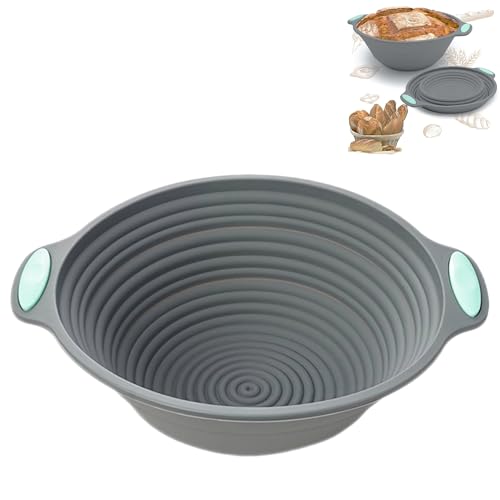 Smaoqingji Cestino Silicone per Lievitazione Pane - 1 Pezzo, Grigio, Proofing Basket, Adatto per la Preparazione di Tutti I Tipi di Pane, Pizza e Altro, Soddisfa Tutte le Vostre Esigenze di Cottura