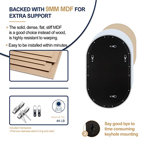 Andy Star Bronze Bathroom Mirror For Wall, 20X33 Brushed Bronze Oval Mirrors Stainless Steel Metal Frame Deep 1’’ For Bathroom, Bedroom, Living Room, Entryway, Hang Vertical Or Horizontal #TOP6